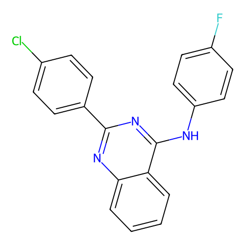 2-(4-chlorophenyl)-N-(4-fluorophenyl)quinazolin-4-amine structure