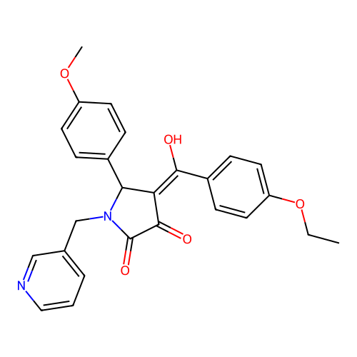 (4E)-4-[(4-ethoxyphenyl)(hydroxy)methylidene]-5-(4-methoxyphenyl)-1-(pyridin-3-ylmethyl)pyrrolidine-2,3-dione structure