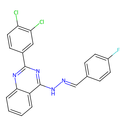 2-(3,4-dichlorophenyl)-4-[(2E)-2-(4-fluorobenzylidene)hydrazinyl]quinazoline structure