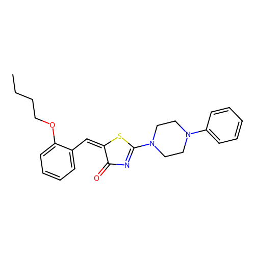 (5E)-5-(2-butoxybenzylidene)-2-(4-phenylpiperazin-1-yl)-1,3-thiazol-4(5H)-one structure