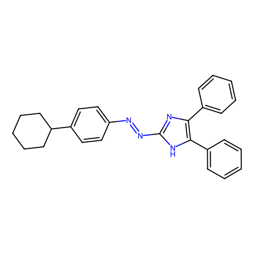 2-[(E)-(4-cyclohexylphenyl)diazenyl]-4,5-diphenyl-1H-imidazole structure