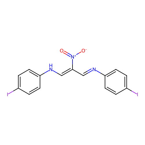 (E)-4-iodo-N-((Z)-3-((4-iodophenyl)amino)-2-nitroallylidene)aniline structure
