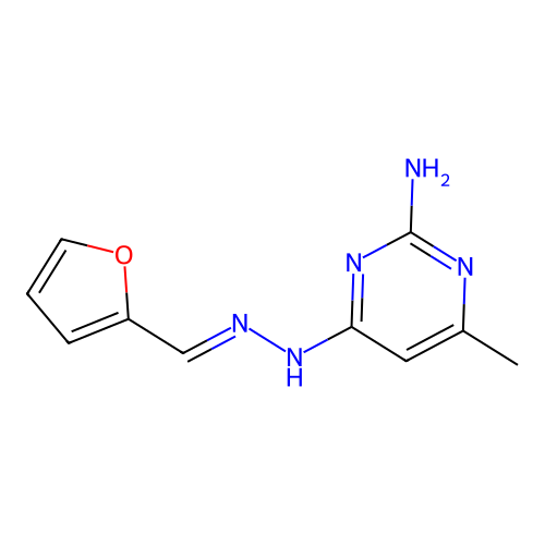 4-[(2E)-2-(furan-2-ylmethylidene)hydrazinyl]-6-methylpyrimidin-2-amine structure