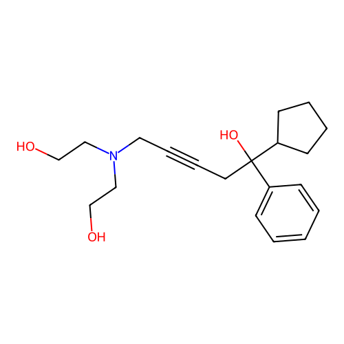 5-[Bis(2-hydroxyethyl)amino]-1-cyclopentyl-1-phenylpent-3-yn-1-ol structure
