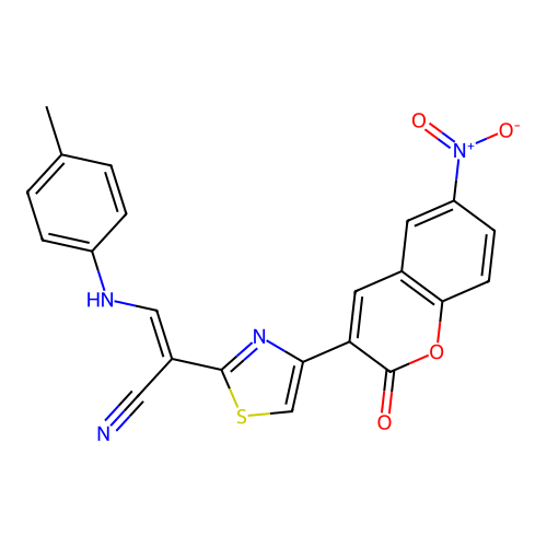 2-(4-(6-nitro-2-oxo-2H-chromen-3-yl)thiazol-2-yl)-3-(p-tolylamino)acrylonitrile structure