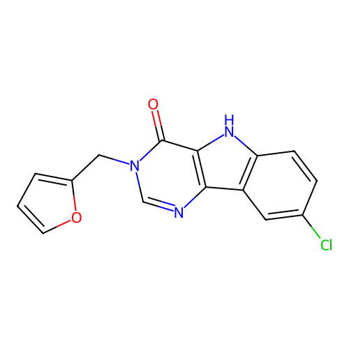 8-chloro-3-(furan-2-ylmethyl)-3,5-dihydro-4H-pyrimido[5,4-b]indol-4-one structure