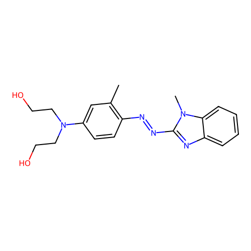 2,2'-({3-methyl-4-[(E)-(1-methyl-1H-benzimidazol-2-yl)diazenyl]phenyl}imino)diethanol structure