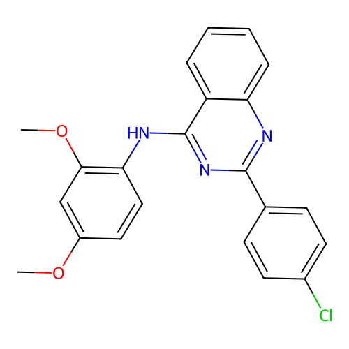 2-(4-chlorophenyl)-N-(2,4-dimethoxyphenyl)quinazolin-4-amine structure