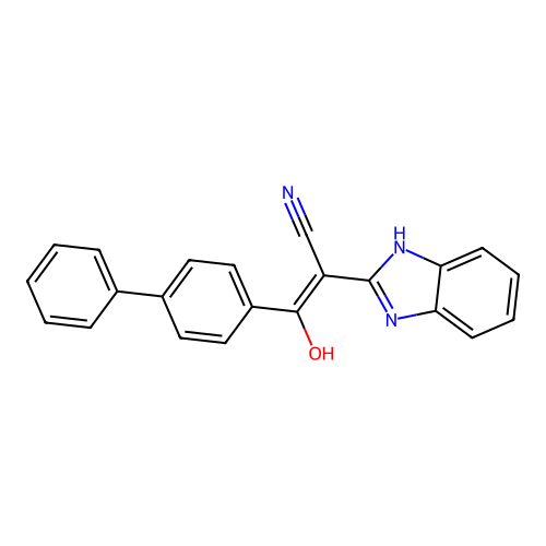 2-(1H-benzimidazol-2-yl)-3-hydroxy-3-(4-phenylphenyl)prop-2-enenitrile structure