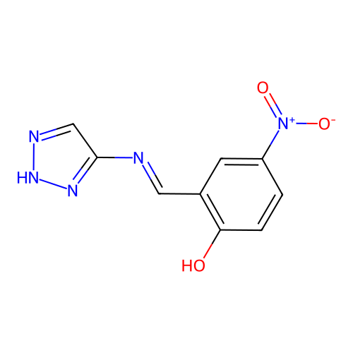 (E)-2-(((2H-1,2,3-triazol-4-yl)imino)methyl)-4-nitrophenol structure