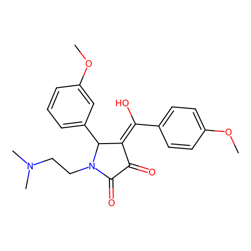 (4E)-1-(2-dimethylaminoethyl)-4-[hydroxy-(4-methoxyphenyl)methylidene]-5-(3-methoxyphenyl)pyrrolidine-2,3-dione structure
