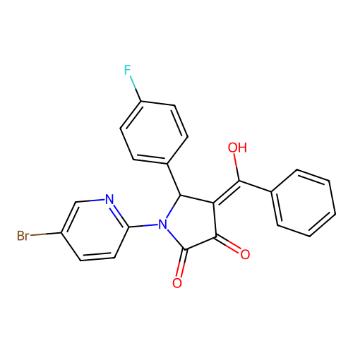 4-benzoyl-1-(5-bromopyridin-2-yl)-5-(4-fluorophenyl)-3-hydroxy-1H-pyrrol-2(5H)-one structure