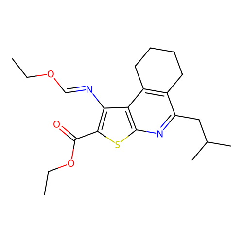 (E)-ethyl 1-((ethoxymethylene)amino)-5-isobutyl-6,7,8,9-tetrahydrothieno[2,3-c]isoquinoline-2-carboxylate structure