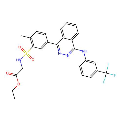 ethyl 2-(2-methyl-5-(4-((3-(trifluoromethyl)phenyl)amino)phthalazin-1-yl)phenylsulfonamido)acetate structure