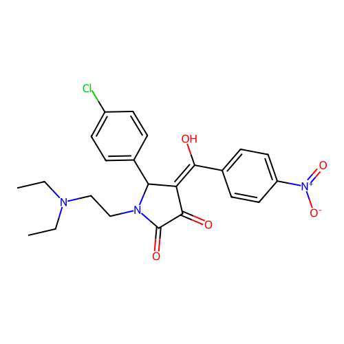 (4E)-5-(4-chlorophenyl)-1-(2-diethylaminoethyl)-4-[hydroxy-(4-nitrophenyl)methylidene]pyrrolidine-2,3-dione structure