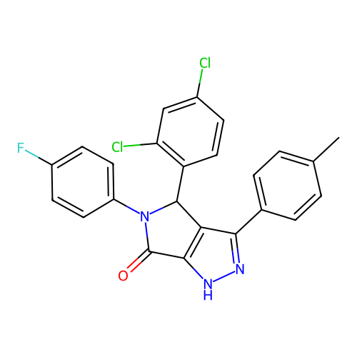4-(2,4-dichlorophenyl)-5-(4-fluorophenyl)-3-(4-methylphenyl)-1,4-dihydropyrrolo[3,4-c]pyrazol-6-one structure