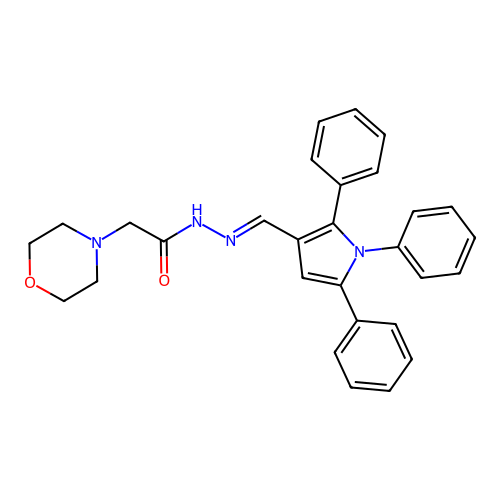2-morpholin-4-yl-N-[(1,2,5-triphenylpyrrol-3-yl)methylideneamino]acetamide structure