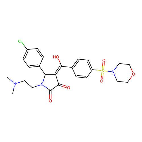 (4E)-5-(4-chlorophenyl)-1-(2-dimethylaminoethyl)-4-[hydroxy-(4-morpholin-4-ylsulfonylphenyl)methylidene]pyrrolidine-2,3-dione structure