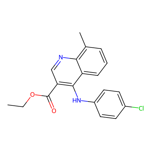 Ethyl 4-[(4-chlorophenyl)amino]-8-methylquinoline-3-carboxylate structure