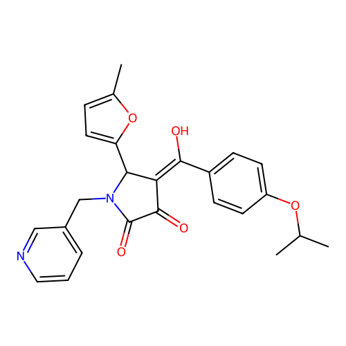 3-hydroxy-4-(4-isopropoxybenzoyl)-5-(5-methylfuran-2-yl)-1-(pyridin-3-ylmethyl)-1H-pyrrol-2(5H)-one structure