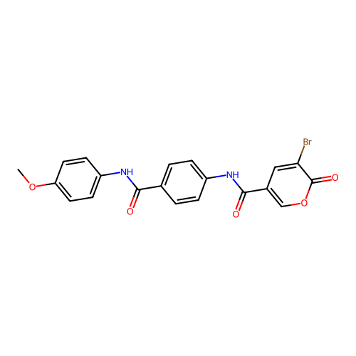 3-bromo-N-(4-((4-methoxyphenyl)carbamoyl)phenyl)-2-oxo-2H-pyran-5-carboxamide structure