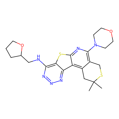 (2,2-Dimethyl-5-morpholin-4-yl-1,4-dihydro-2H-3,7-dithia-6,9,10,11-tetraaza-benzo[c]fluoren-8-yl)-(tetra hydro-furan-2-ylmethyl)-amine structure