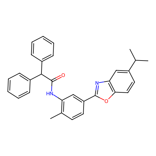 N-{2-methyl-5-[5-(propan-2-yl)-1,3-benzoxazol-2-yl]phenyl}-2,2-diphenylacetamide structure