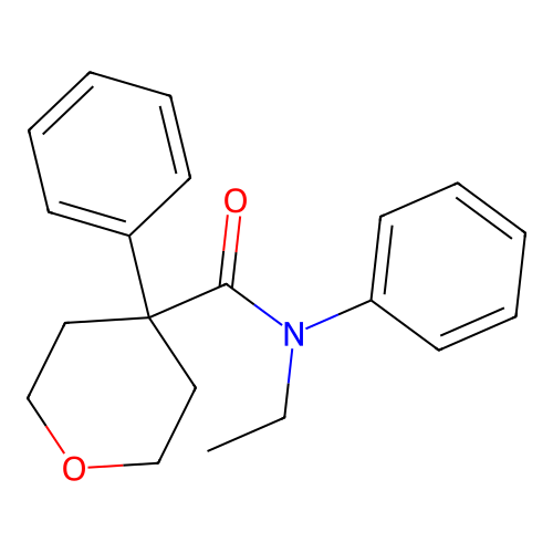 N-ethyl-N,4-diphenyltetrahydro-2H-pyran-4-carboxamide structure