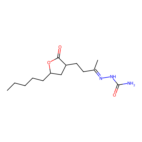 [(E)-4-(2-oxo-5-pentyloxolan-3-yl)butan-2-ylideneamino]urea structure