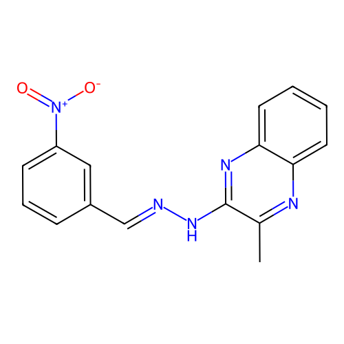 2-methyl-3-[(2E)-2-(3-nitrobenzylidene)hydrazinyl]quinoxaline structure
