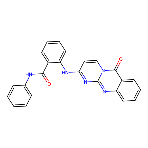 2-((6-oxo-6H-pyrimido[2,1-b]quinazolin-2-yl)amino)-N-phenylbenzamide structure