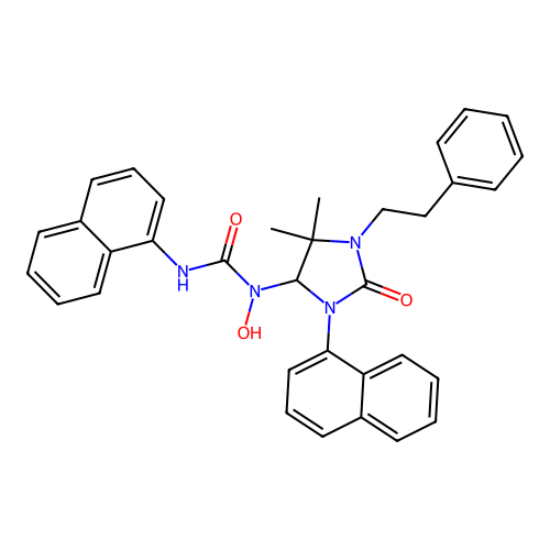 1-(5,5-dimethyl-3-(naphthalen-1-yl)-2-oxo-1-phenethylimidazolidin-4-yl)-1-hydroxy-3-(naphthalen-1-yl)urea structure