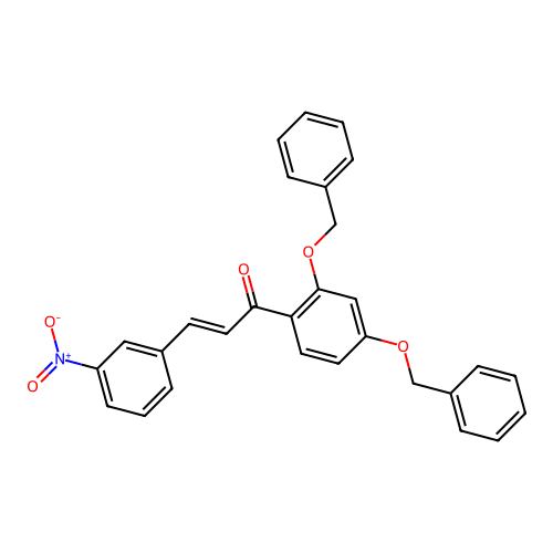 (2E)-1-[2,4-bis(benzyloxy)phenyl]-3-(3-nitrophenyl)prop-2-en-1-one structure