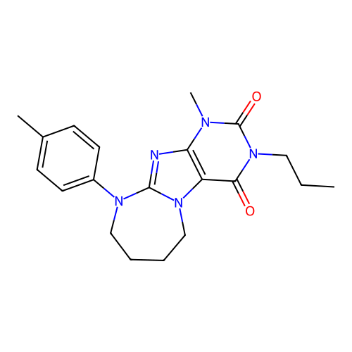 1-methyl-3-propyl-10-(p-tolyl)-7,8,9,10-tetrahydro-1H-[1,3]diazepino[2,1-f]purine-2,4(3H,6H)-dione structure