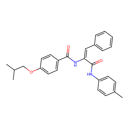 (E)-4-isobutoxy-N-(3-oxo-1-phenyl-3-(p-tolylamino)prop-1-en-2-yl)benzamide structure