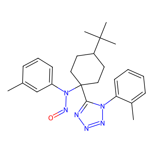 N-(4-(tert-butyl)-1-(1-(o-tolyl)-1H-tetrazol-5-yl)cyclohexyl)-N-(m-tolyl)nitrous amide structure
