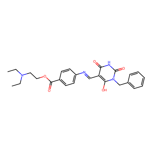 2-diethylaminoethyl 4-[(1-benzyl-2,4,6-trioxo-1,3-diazinan-5-ylidene)methylamino]benzoate structure