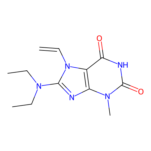 8-(diethylamino)-7-ethenyl-3-methyl-3,7-dihydro-1H-purine-2,6-dione structure