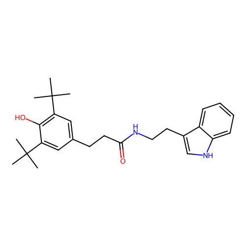3-(3,5-di-tert-butyl-4-hydroxyphenyl)-N-[2-(1H-indol-3-yl)ethyl]propanamide structure