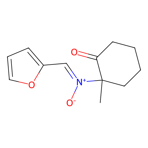 2-[(Z)-(furan-2-ylmethylidene)(oxido)-lambda~5~-azanyl]-2-methylcyclohexanone structure