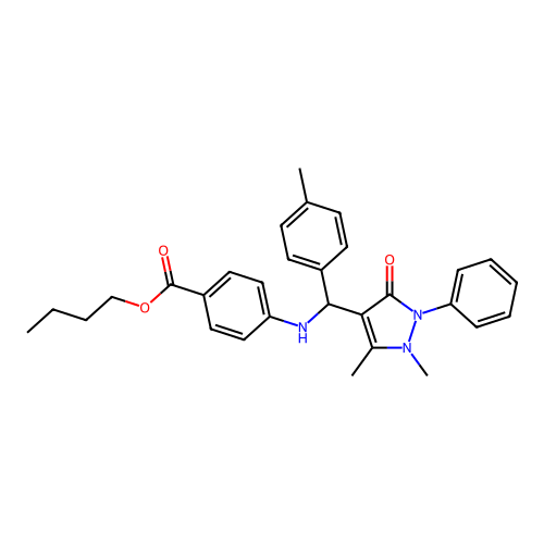 butyl 4-[[(1,5-dimethyl-3-oxo-2-phenylpyrazol-4-yl)-(4-methylphenyl)methyl]amino]benzoate structure