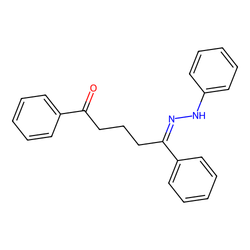 (Z)-1,5-diphenyl-5-(2-phenylhydrazono)pentan-1-one structure
