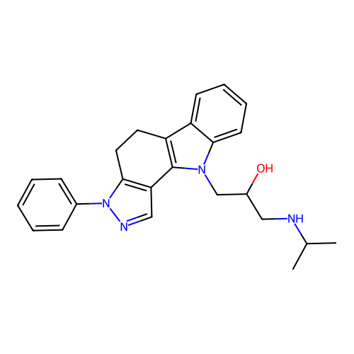 1-(3-phenyl-4,5-dihydropyrazolo[4,3-a]carbazol-10-yl)-3-(propan-2-ylamino)propan-2-ol structure
