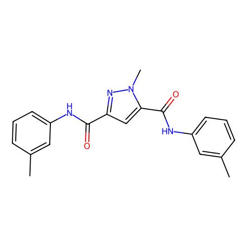 1-methyl-N,N'-bis(3-methylphenyl)-1H-pyrazole-3,5-dicarboxamide structure