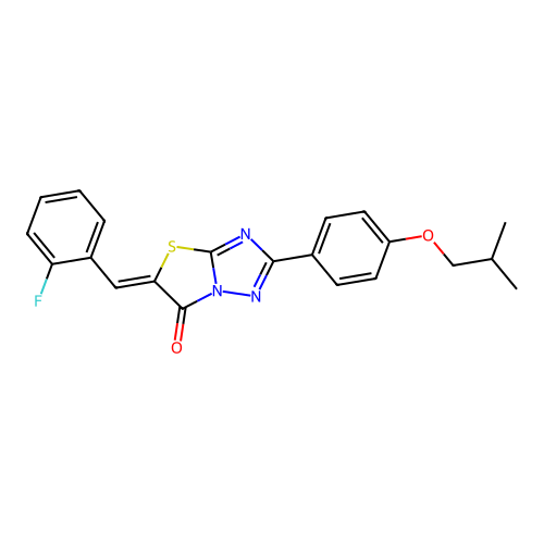 (5Z)-5-[(2-fluorophenyl)methylidene]-2-[4-(2-methylpropoxy)phenyl]-[1,3]thiazolo[3,2-b][1,2,4]triazol-6-one structure