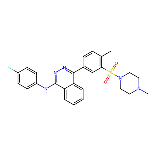 N-(4-fluorophenyl)-4-{4-methyl-3-[(4-methylpiperazin-1-yl)sulfonyl]phenyl}phthalazin-1-amine structure