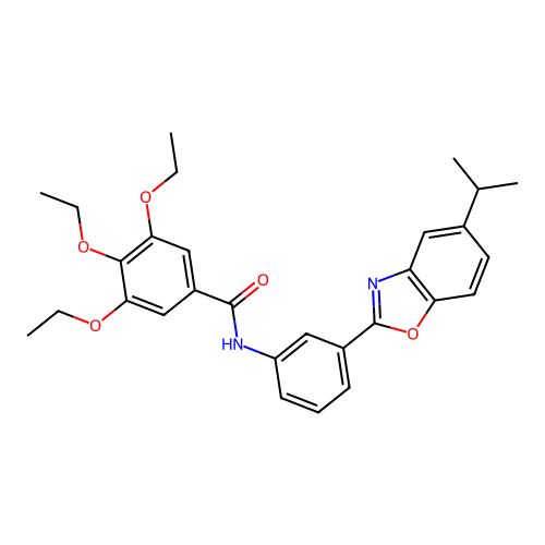 3,4,5-triethoxy-N-{3-[5-(propan-2-yl)-1,3-benzoxazol-2-yl]phenyl}benzamide structure