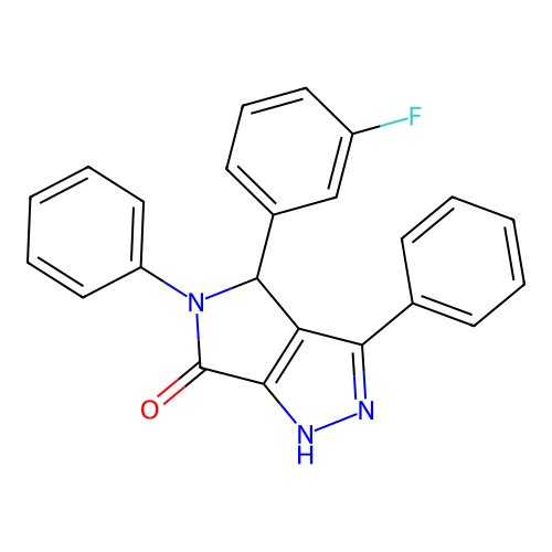 4-(3-fluorophenyl)-3,5-diphenyl-4,5-dihydropyrrolo[3,4-c]pyrazol-6(1H)-one structure