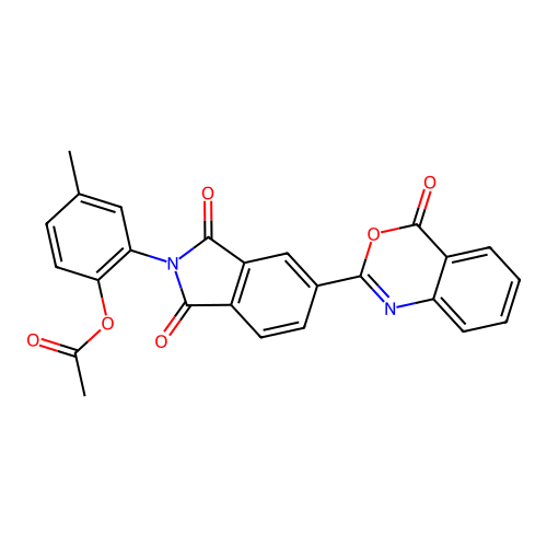 2-[1,3-dioxo-5-(4-oxo-4H-3,1-benzoxazin-2-yl)-1,3-dihydro-2H-isoindol-2-yl]-4-methylphenyl acetate structure