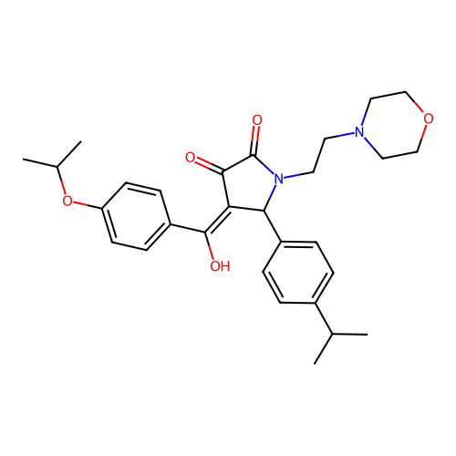(4E)-4-[hydroxy-(4-propan-2-yloxyphenyl)methylidene]-1-(2-morpholin-4-ylethyl)-5-(4-propan-2-ylphenyl)pyrrolidine-2,3-dione structure